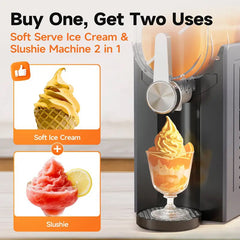 Adjustable Slushie & Soft Serve Ice Cream Machine – Frozen Drink Maker with 6 Preset Programs, Delay Start, Ice Retention & Auto-Cleaning, Ideal for Slush, Smoothies, Milkshakes & More