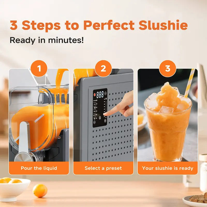 Adjustable Slushie & Soft Serve Ice Cream Machine – Frozen Drink Maker with 6 Preset Programs, Delay Start, Ice Retention & Auto-Cleaning, Ideal for Slush, Smoothies, Milkshakes & More